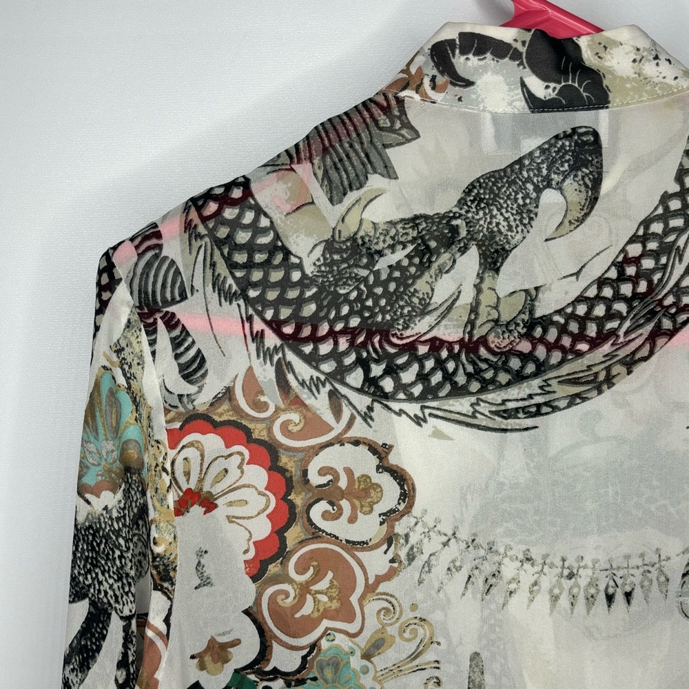 Silk Dragon Button Up Blouse- Very Rare! - image 8